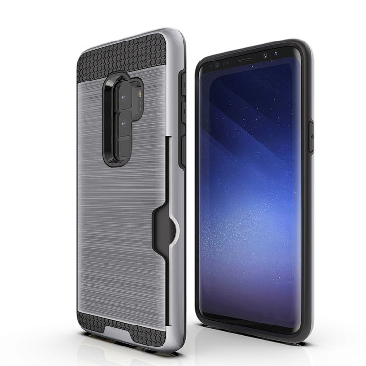 For Galaxy S9+ Brushed Texture Dropproof Protective Back Cover Case with Card Slot