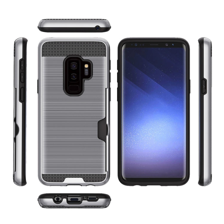 For Galaxy S9+ Brushed Texture Dropproof Protective Back Cover Case with Card Slot