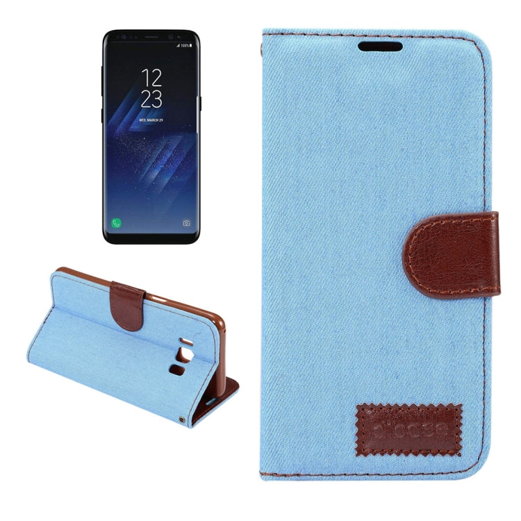Dibase For Galaxy S8 Denim Texture Horizontal Flip Leather Case with Holder & Card Slots(Baby Blue)