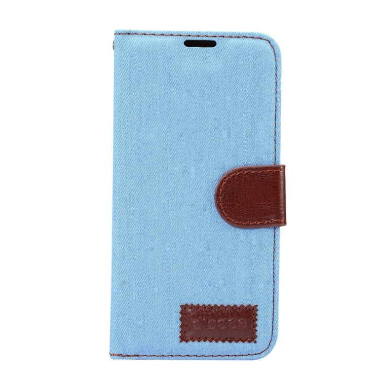 Dibase For Galaxy S8 Denim Texture Horizontal Flip Leather Case with Holder & Card Slots(Baby Blue)