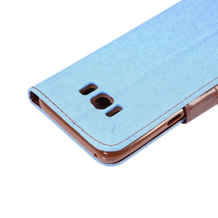 Dibase For Galaxy S8 Denim Texture Horizontal Flip Leather Case with Holder & Card Slots(Baby Blue)