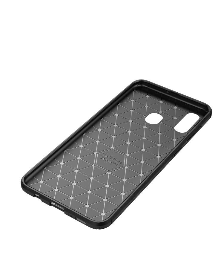 Beetle Series Carbon Fiber Texture Shockproof TPU Case for Galaxy A30(Blue)