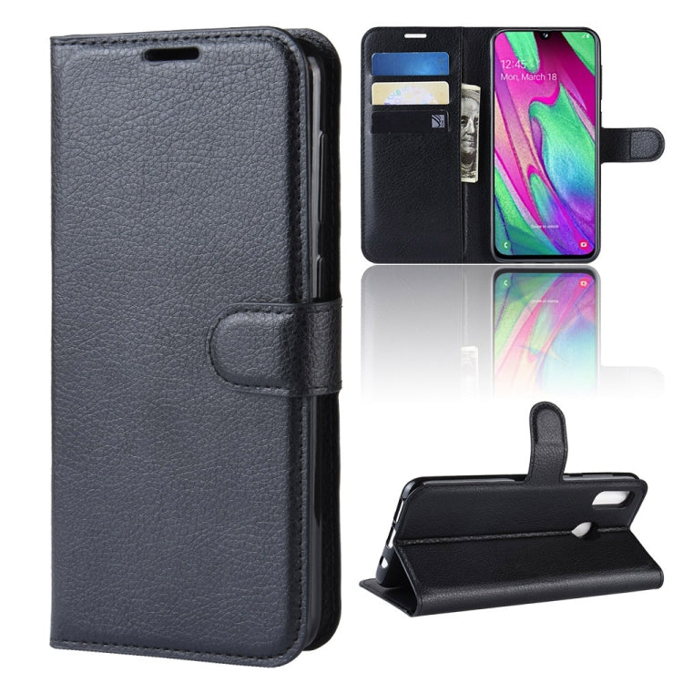 Litchi Texture Horizontal Flip Leather Case for Galaxy A40, with Wallet & Holder & Card Slots