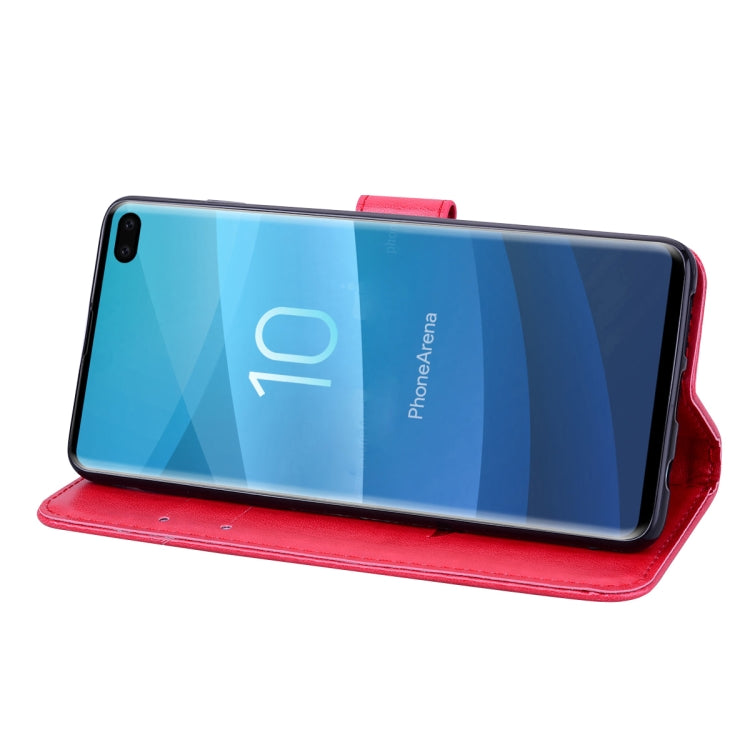 Rose Embossed Horizontal Flip PU Leather Case for Galaxy S10 Plus, with Holder & Card Slots & Wallet
