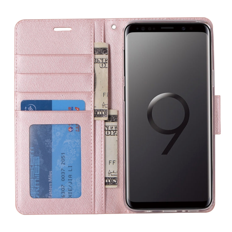 For Galaxy S9+ Silk Texture Horizontal Flip Leather Case with Holder & Card slots & Wallet & Photo Frame