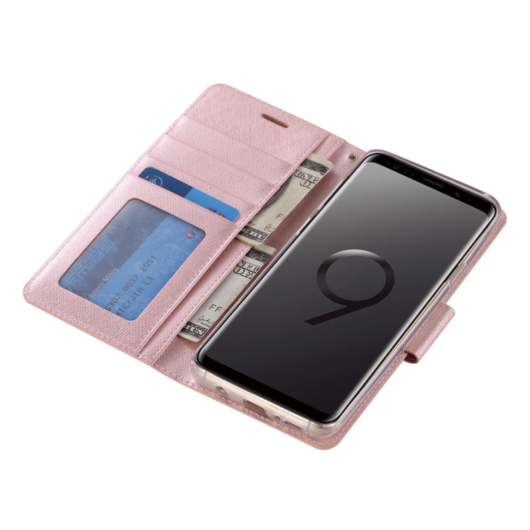 For Galaxy S9+ Silk Texture Horizontal Flip Leather Case with Holder & Card slots & Wallet & Photo Frame