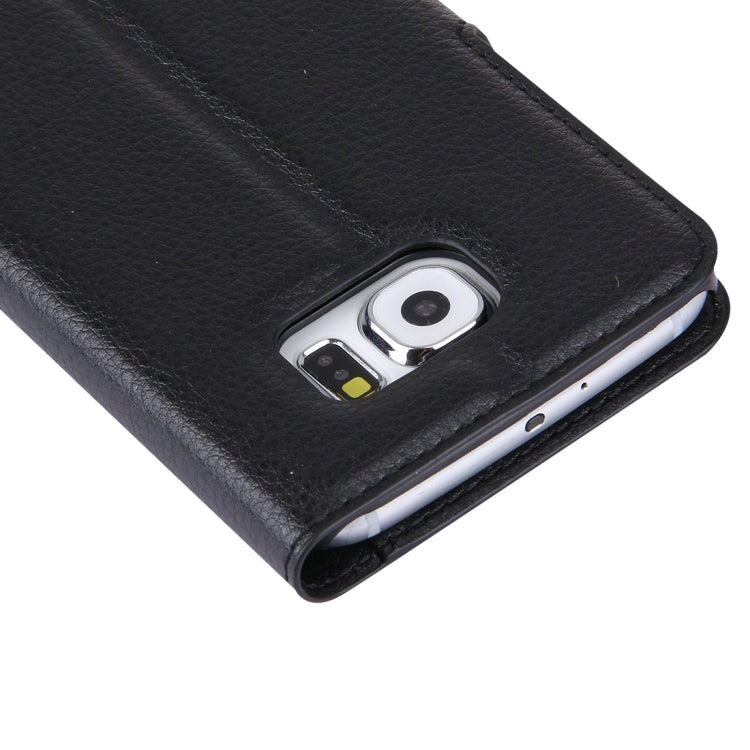 For Galaxy S6 / G920 Litchi Texture Horizontal Flip Leather Case with Holder & Card Slots & Wallet
