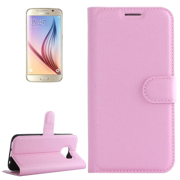 For Galaxy S6 / G920 Litchi Texture Horizontal Flip Leather Case with Holder & Card Slots & Wallet