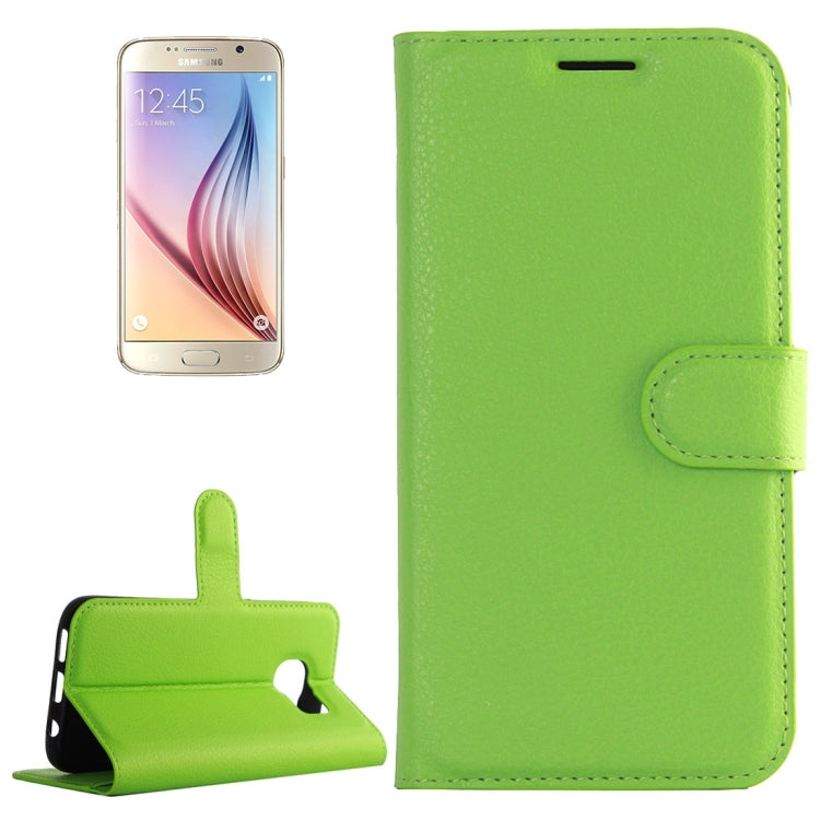 For Galaxy S6 / G920 Litchi Texture Horizontal Flip Leather Case with Holder & Card Slots & Wallet