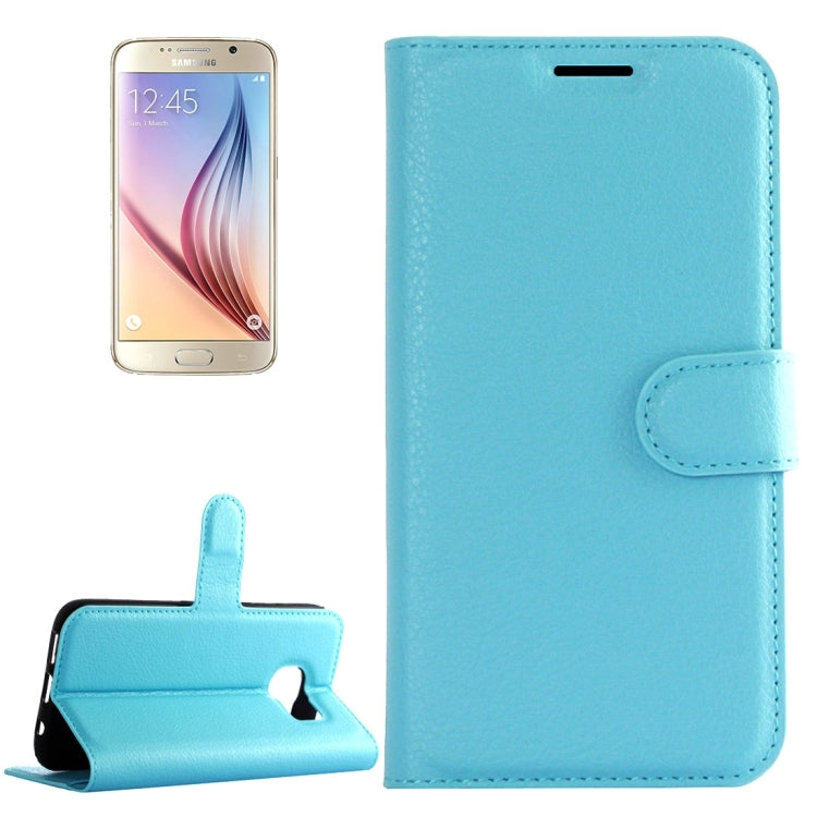 For Galaxy S6 / G920 Litchi Texture Horizontal Flip Leather Case with Holder & Card Slots & Wallet