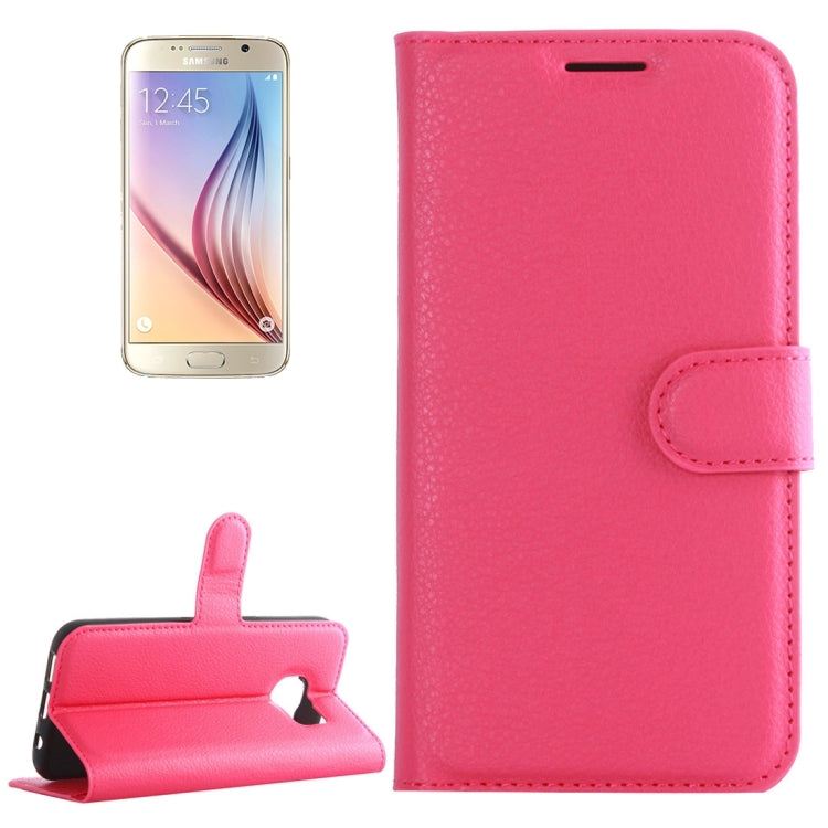 For Galaxy S6 / G920 Litchi Texture Horizontal Flip Leather Case with Holder & Card Slots & Wallet