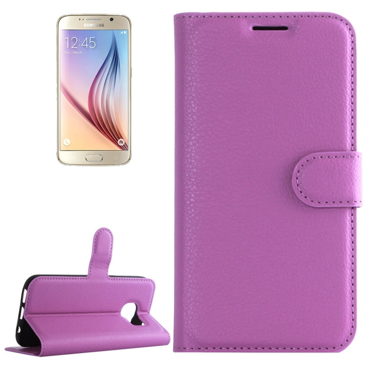 For Galaxy S6 / G920 Litchi Texture Horizontal Flip Leather Case with Holder & Card Slots & Wallet