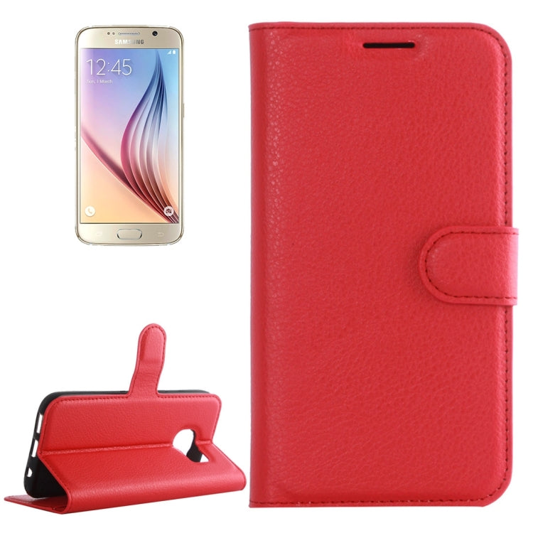 For Galaxy S6 / G920 Litchi Texture Horizontal Flip Leather Case with Holder & Card Slots & Wallet