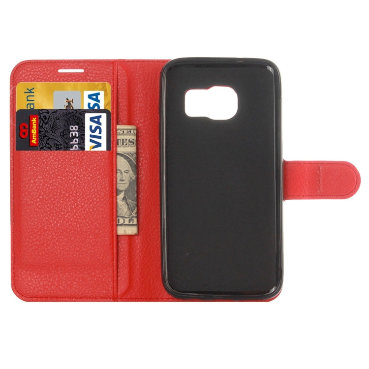 For Galaxy S6 / G920 Litchi Texture Horizontal Flip Leather Case with Holder & Card Slots & Wallet