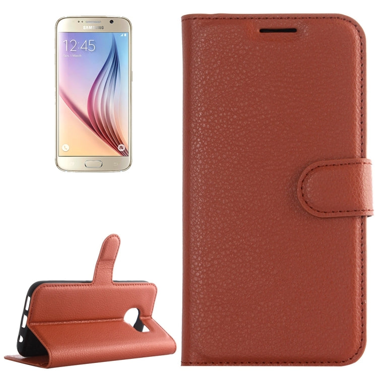 For Galaxy S6 / G920 Litchi Texture Horizontal Flip Leather Case with Holder & Card Slots & Wallet