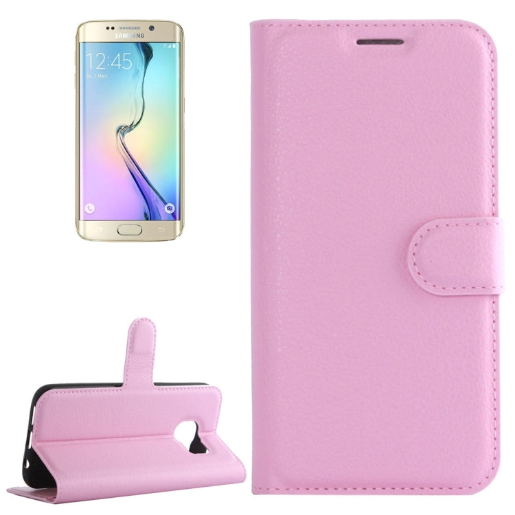 For Galaxy S6 Edge / G925 Litchi Texture Horizontal Flip Leather Case with Holder & Card Slots & Wallet