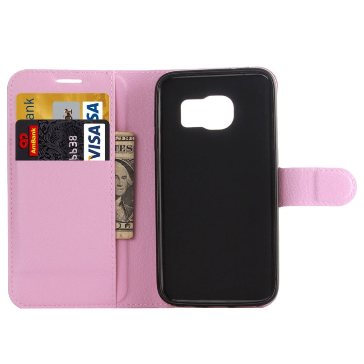 For Galaxy S6 Edge / G925 Litchi Texture Horizontal Flip Leather Case with Holder & Card Slots & Wallet