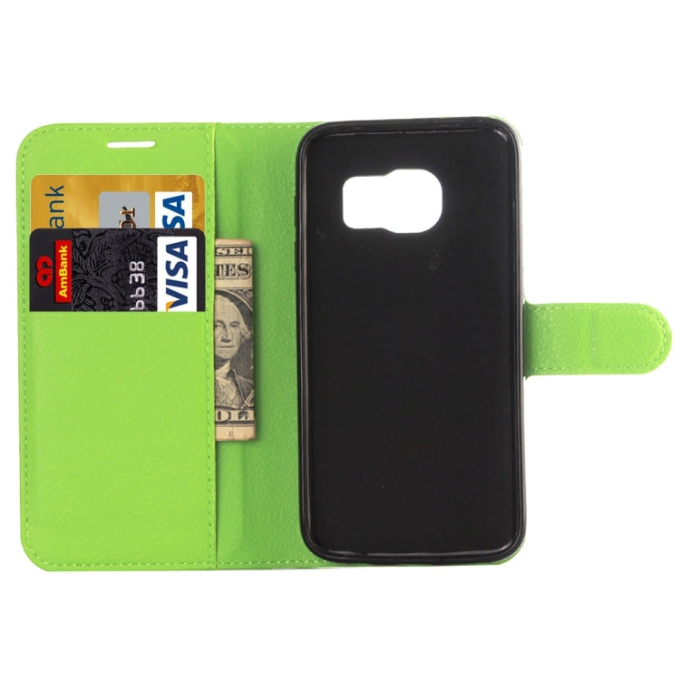 For Galaxy S6 Edge / G925 Litchi Texture Horizontal Flip Leather Case with Holder & Card Slots & Wallet