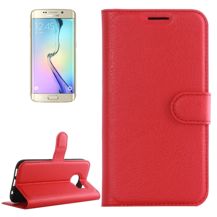 For Galaxy S6 Edge / G925 Litchi Texture Horizontal Flip Leather Case with Holder & Card Slots & Wallet