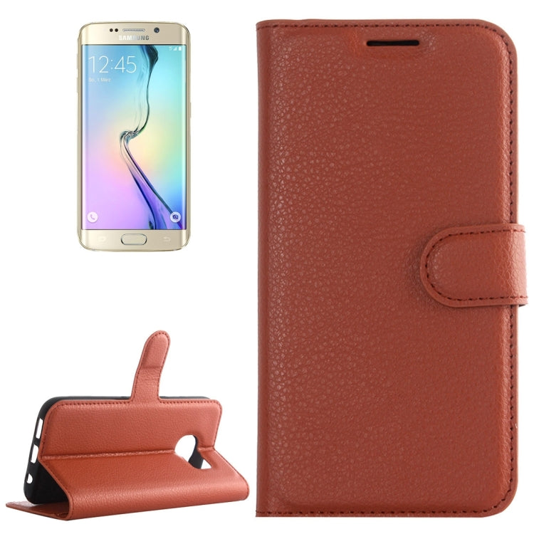 For Galaxy S6 Edge / G925 Litchi Texture Horizontal Flip Leather Case with Holder & Card Slots & Wallet