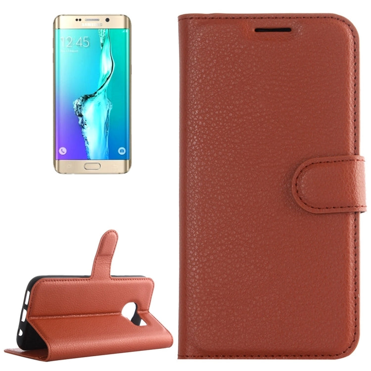 For Galaxy S6 Edge+ / G928 Litchi Texture Horizontal Flip Leather Case with Holder & Card Slots & Wallet