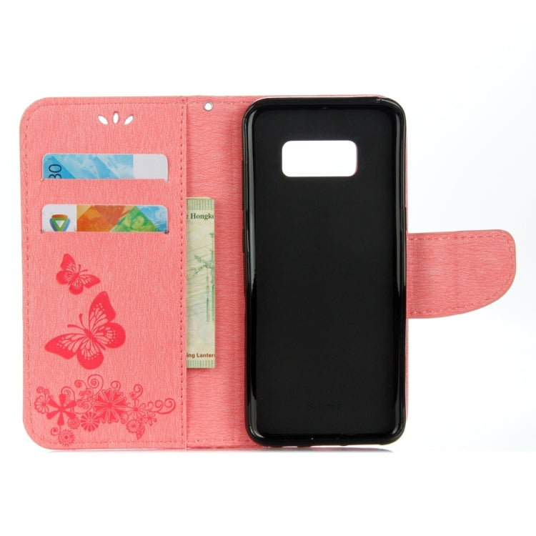 For Galaxy S8 Butterflies Embossing Horizontal Flip Leather Case with Holder & Card Slots & Wallet & Lanyard