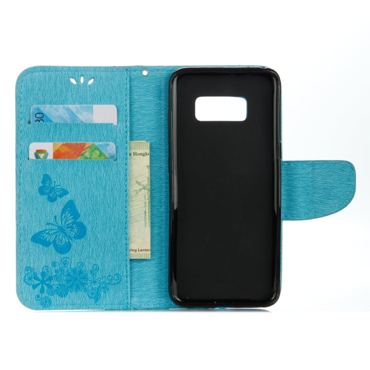 For Galaxy S8 Butterflies Embossing Horizontal Flip Leather Case with Holder & Card Slots & Wallet & Lanyard