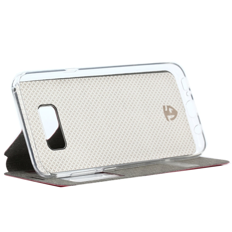 For Galaxy S8 Business Style Frosted Texture Horizontal Flip Leather Case with Call Display ID & SlideUnlock Slip & Holder
