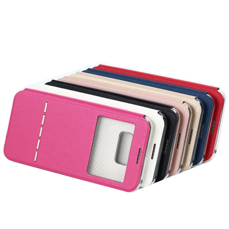 For Galaxy S8 Business Style Frosted Texture Horizontal Flip Leather Case with Call Display ID & SlideUnlock Slip & Holder