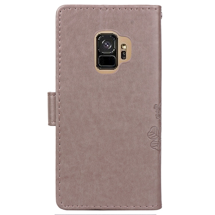 For Galaxy S9 Lucky Clover Pressed Flowers Pattern Horizontal Flip Leather Case with Holder & Card Slots & Wallet & Hand Strap