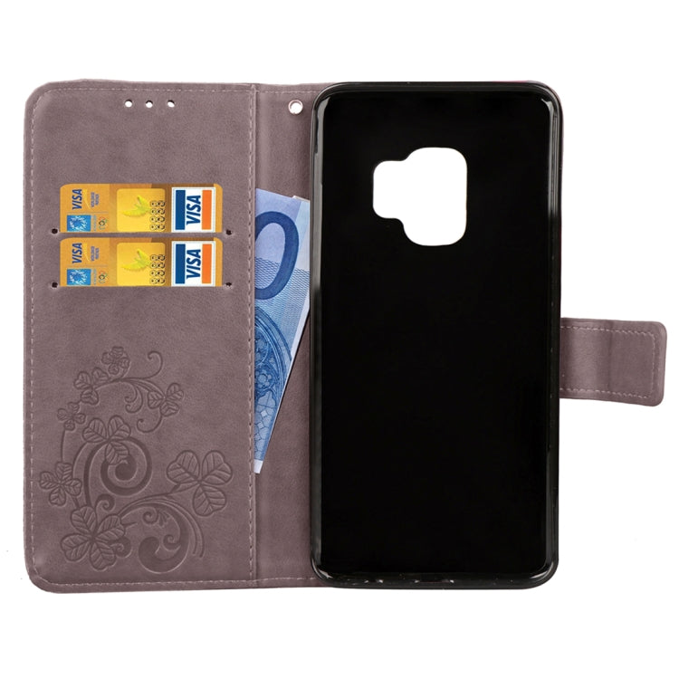 For Galaxy S9 Lucky Clover Pressed Flowers Pattern Horizontal Flip Leather Case with Holder & Card Slots & Wallet & Hand Strap