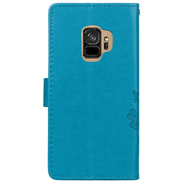 For Galaxy S9 Lucky Clover Pressed Flowers Pattern Horizontal Flip Leather Case with Holder & Card Slots & Wallet & Hand Strap