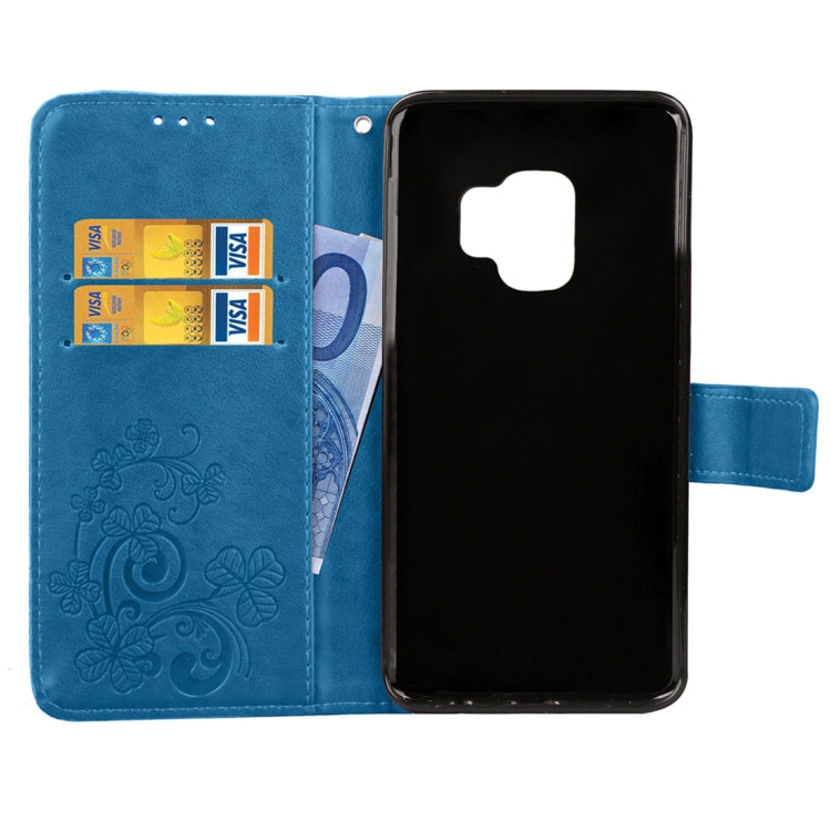 For Galaxy S9 Lucky Clover Pressed Flowers Pattern Horizontal Flip Leather Case with Holder & Card Slots & Wallet & Hand Strap
