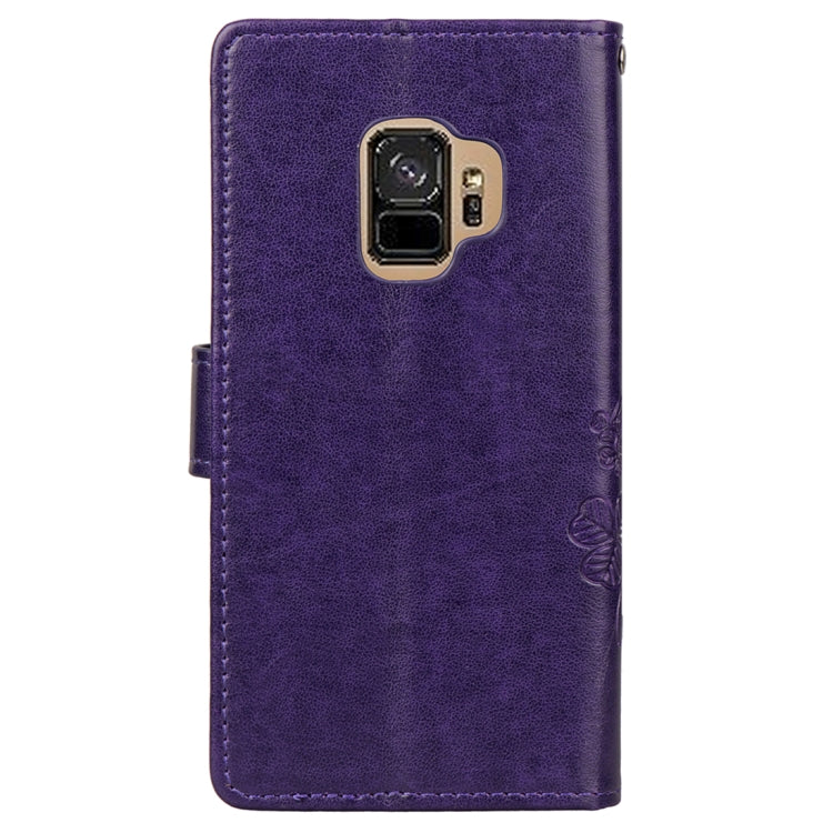 For Galaxy S9 Lucky Clover Pressed Flowers Pattern Horizontal Flip Leather Case with Holder & Card Slots & Wallet & Hand Strap