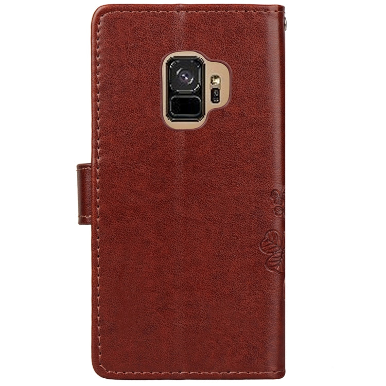 For Galaxy S9 Lucky Clover Pressed Flowers Pattern Horizontal Flip Leather Case with Holder & Card Slots & Wallet & Hand Strap