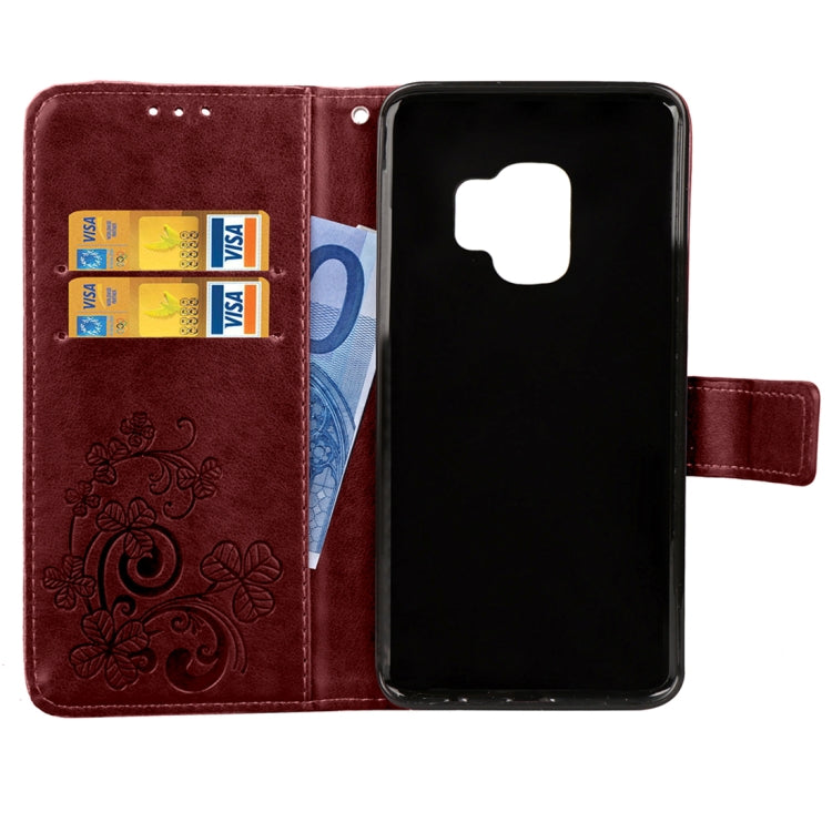 For Galaxy S9 Lucky Clover Pressed Flowers Pattern Horizontal Flip Leather Case with Holder & Card Slots & Wallet & Hand Strap