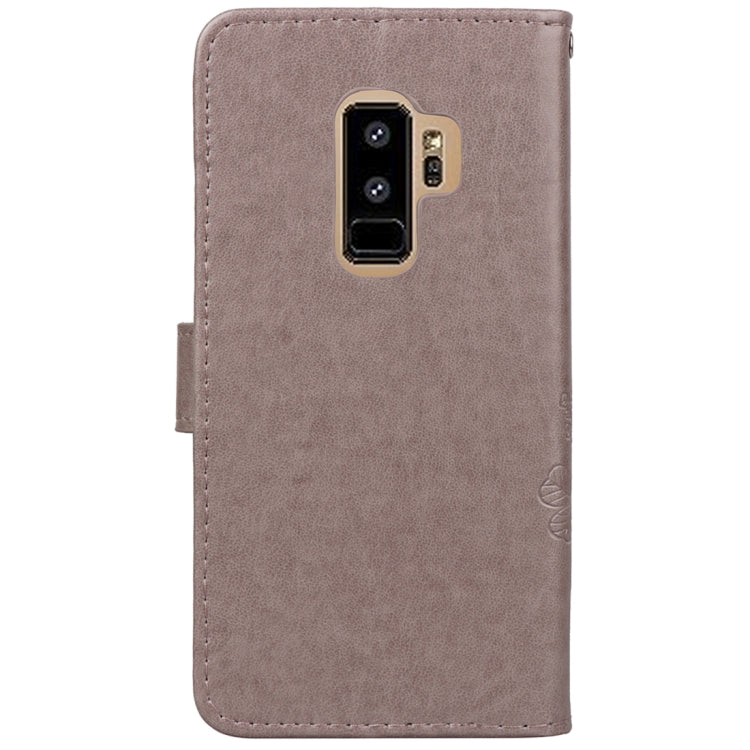 For Galaxy S9+ Lucky Clover Pressed Flowers Pattern Horizontal Flip Leather Case with Holder & Card Slots & Wallet & Hand Strap
