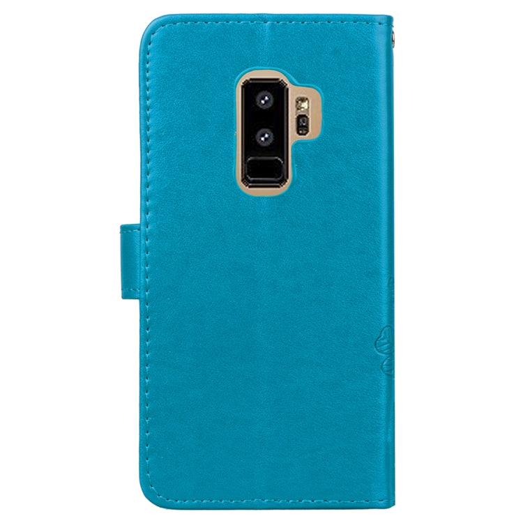 For Galaxy S9+ Lucky Clover Pressed Flowers Pattern Horizontal Flip Leather Case with Holder & Card Slots & Wallet & Hand Strap