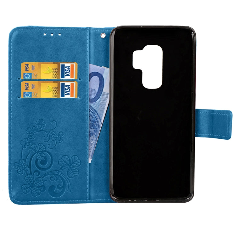 For Galaxy S9+ Lucky Clover Pressed Flowers Pattern Horizontal Flip Leather Case with Holder & Card Slots & Wallet & Hand Strap