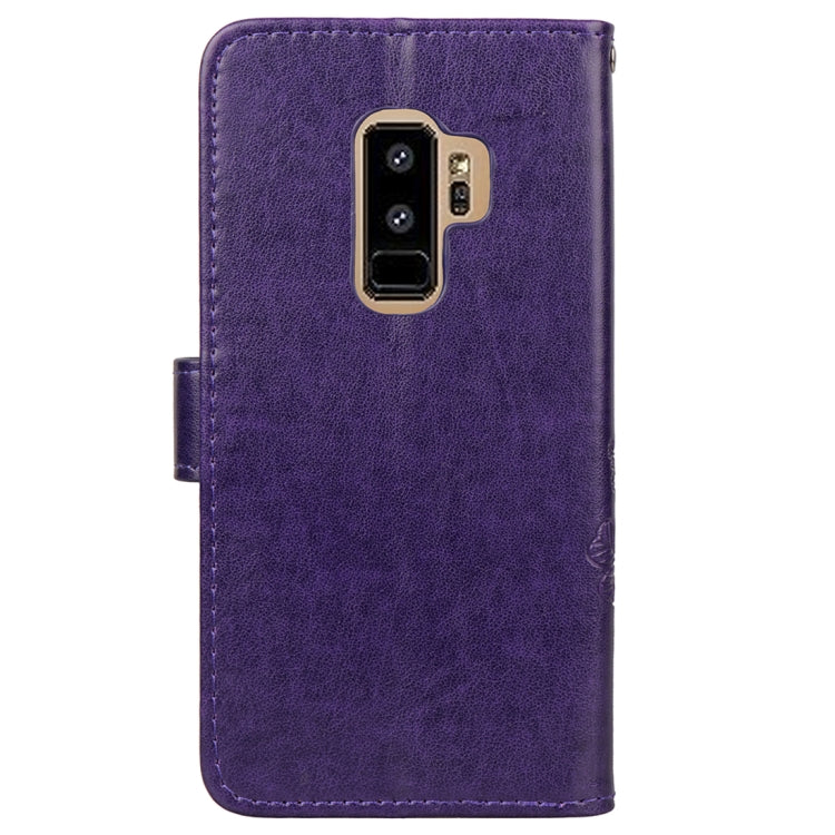 For Galaxy S9+ Lucky Clover Pressed Flowers Pattern Horizontal Flip Leather Case with Holder & Card Slots & Wallet & Hand Strap