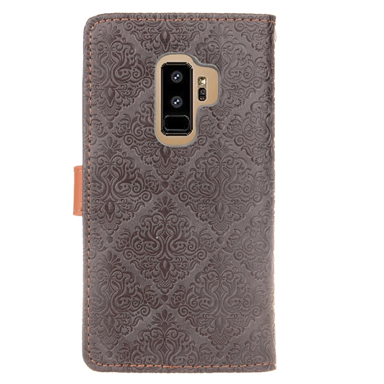 For Galaxy S9+ European Style Embossed Horizontal Flip Leather Case with Holder & Card Slots & Wallet & Photo Frame & Lanyard