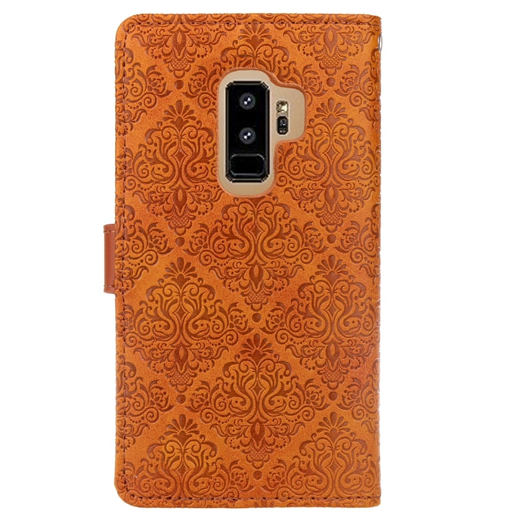 For Galaxy S9+ European Style Embossed Horizontal Flip Leather Case with Holder & Card Slots & Wallet & Photo Frame & Lanyard