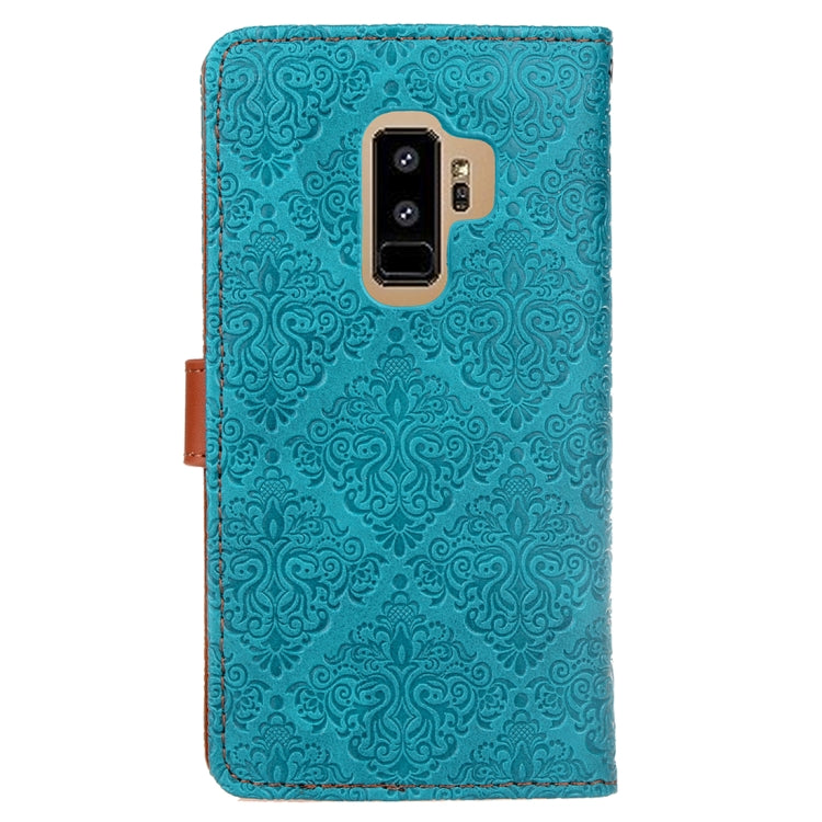 For Galaxy S9+ European Style Embossed Horizontal Flip Leather Case with Holder & Card Slots & Wallet & Photo Frame & Lanyard