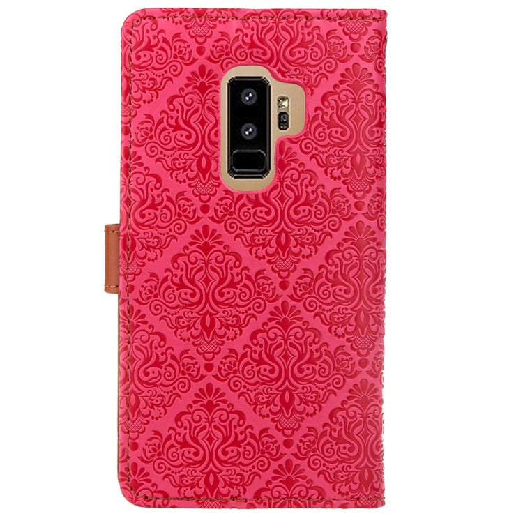 For Galaxy S9+ European Style Embossed Horizontal Flip Leather Case with Holder & Card Slots & Wallet & Photo Frame & Lanyard