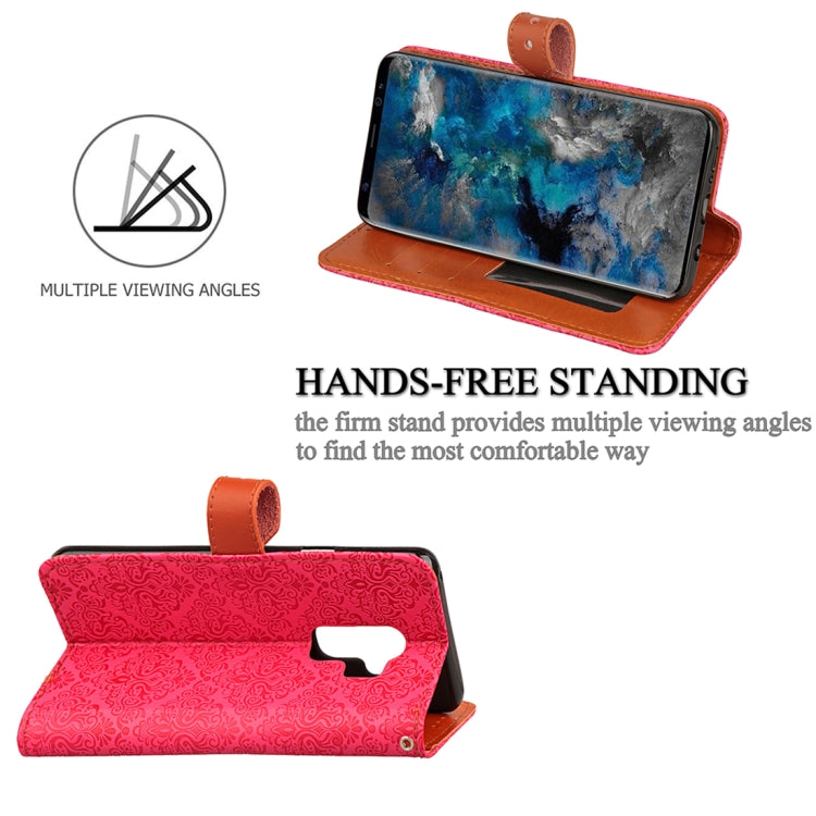 For Galaxy S9+ European Style Embossed Horizontal Flip Leather Case with Holder & Card Slots & Wallet & Photo Frame & Lanyard
