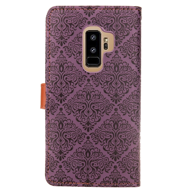 For Galaxy S9+ European Style Embossed Horizontal Flip Leather Case with Holder & Card Slots & Wallet & Photo Frame & Lanyard