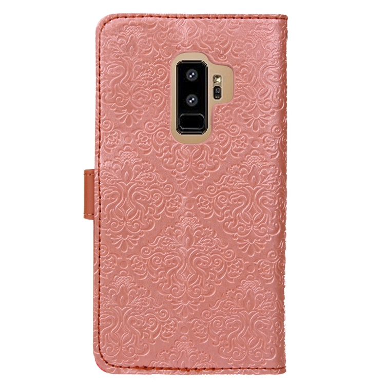 For Galaxy S9+ European Style Embossed Horizontal Flip Leather Case with Holder & Card Slots & Wallet & Photo Frame & Lanyard