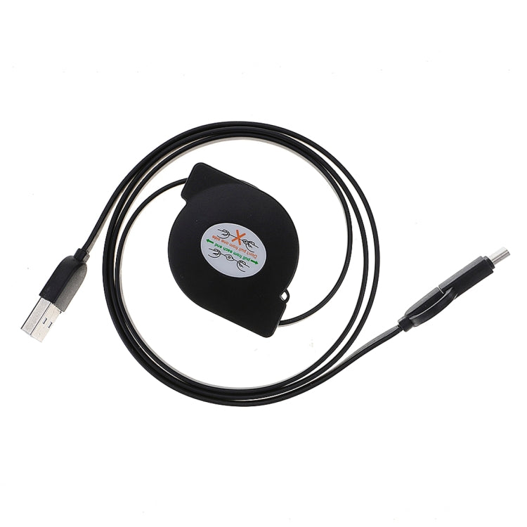 1m 2A Two in One Retractable Micro USB to Type-C Data Sync Charging Cable, For