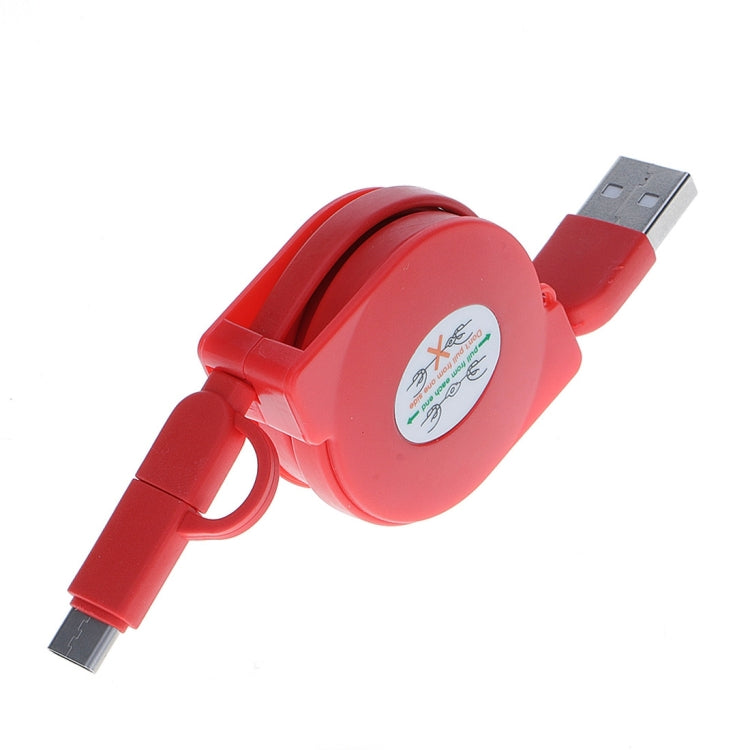 1m 2A Two in One Retractable Micro USB to Type-C Data Sync Charging Cable, For