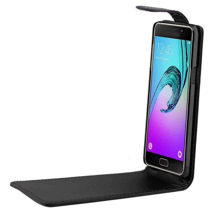 For Galaxy A3 (2016) / A310 Plain Texture Vertical Flip Leather Case Waist Bag with Magnetic Buckle(Black)